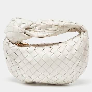 Pre Owned Bottega Veneta White Intrecciato Leather Mini BV Jodie Bag