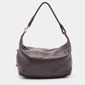 Pre Owned Bottega Veneta Dark Brown Leather Shoulder Bag  