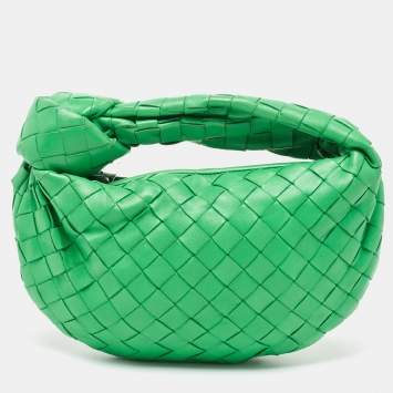 Pre Owned Bottega Veneta Green Intrecciato Leather Mini Jodie Hobo