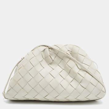 Pre Owned Bottega Veneta Off White Intrecciato Leather Mini The Pouch Bag