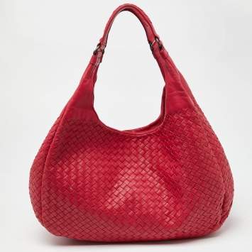 Pre Owned Bottega Veneta Pink Intrecciato Leather Campana Hobo