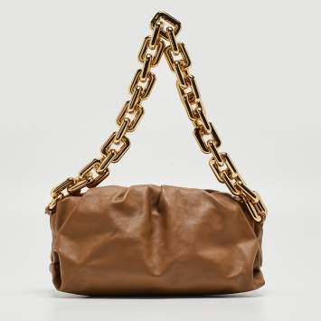 Pre Owned Bottega Veneta Brown Leather The Chain Pouch Bag