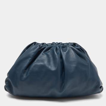 Pre Owned Bottega Veneta Teal Blue Leather The Pouch Clutch
