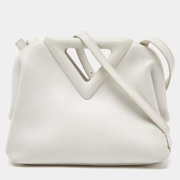 Pre Owned Bottega Veneta White Intrecciato Leather Point Shoulder Bag