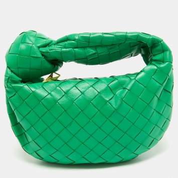 Pre Owned Bottega Veneta Green Intrecciato Leather Mini BV Jodie Bag