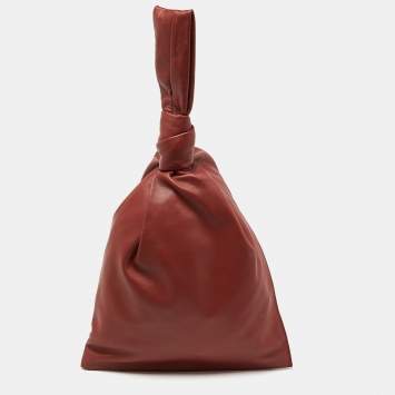 Pre Owned Bottega Veneta Rust Brown Leather BV Knotted Twist Clutch