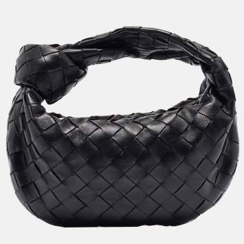 Pre Owned Bottega Veneta Black Intrecciato Leather Mini BV Jodie Hobo