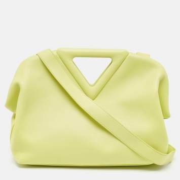 Pre Owned Bottega Veneta Lime Leather Medium Point Shoulder Bag
