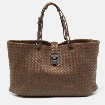 Pre Owned Bottega Veneta Brown Intrecciato Leather Capri Tote