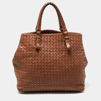 Pre Owned Bottega Veneta Brown Intrecciato Leather A-Shape Tote