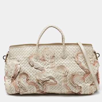 Pre Owned Bottega Veneta Cream Intrecciato Leather Limited Edition 055/100 Tote