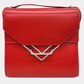 Pre Owned Bottega Veneta Red Leather Clip Shoulder Bag