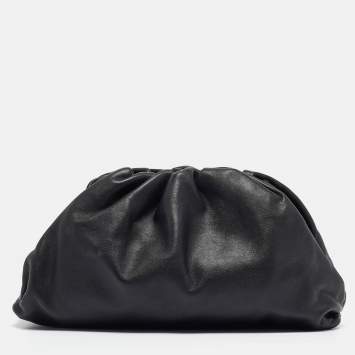 Pre Owned Bottega Veneta Black Leather Classic Pouch