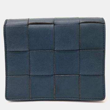 Pre Owned Bottega Veneta Teal Leather Mini Crossbody Bag