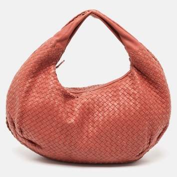 Pre Owned Bottega Veneta Red Intrecciato Leather Hobo