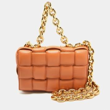 Pre Owned Bottega Veneta Brown Padded Leather Chain Cassette Shoulder Bag