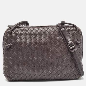 Pre Owned Bottega Veneta Muave Intrecciato Leather Nodini Crossbody Bag
