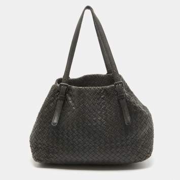 Pre Owned Bottega Veneta Black Intrecciato Leather Cesta Tote