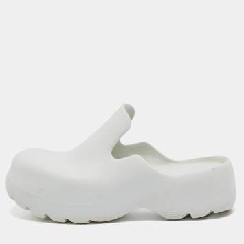 Pre Owned Bottega Veneta White Rubber Mule Sandals Size 43 