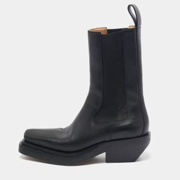 Pre Owned Bottega Veneta Black Leather Chelsea Boots Size 37.5