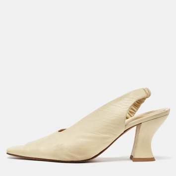 Pre Owned Bottega Veneta Beige Leather Slingback D'orsay Pumps Size 39