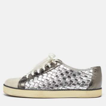 Pre Owned Bottega Veneta Multicolor Intrecciato Leather Sail Sneakers Size 37
