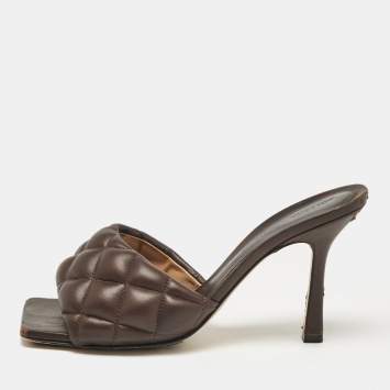 Pre Owned Bottega Veneta Brown Leather Lido Slide Sandals Size 37