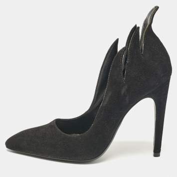 Pre Owned Bottega Veneta Black Suede Pumps Size 38