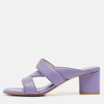 Pre Owned Bottega Veneta Lavender Leather The Band Slide Sandals Size 40