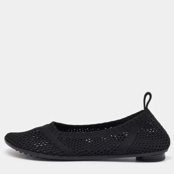 Pre Owned Bottega Veneta Black Stretch Knit Atomic Ballet Flats Size 39