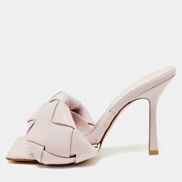 Pre Owned Bottega Veneta Purple Quilted Leather Lido Slide Sandals Size 38