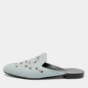 Pre Owned خُفّ مُسطَّح بوتيغا فينيتا "فياندرا" جلد إنتريتشياتو رمادي مقاس 38.5