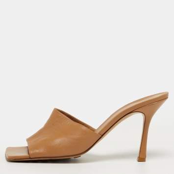 مملوكة مسبقًا Bottega Veneta Strech Size 42 Brown Leather Slide Sandals