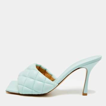 مملوكة مسبقًا صندل سلايد بوتيغا فينيتا ليدو جلد أزرق مغزول مقاس 36.5