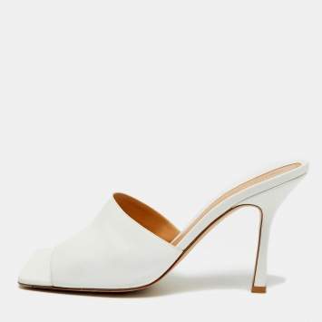 Pre Owned صندل بوتيغا فينيتا جلد أبيض ستريتش بقياس 41