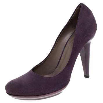 Pre Owned Bottega Veneta Purple Suede Platform Pumps Size 38.5