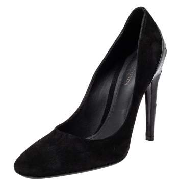 Pre Owned Bottega Veneta Black Suede And Intrecciato Leather Pumps Size 37