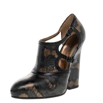Pre Owned Bottega Veneta Multicolor Watersnake Leather Booties Size 35