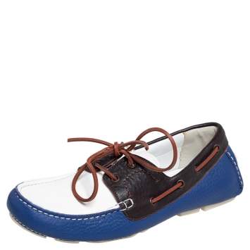 Pre Owned Bottega Veneta Tri Color Leather Lace Loafers Size 41