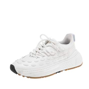 Pre Owned Bottega Veneta White Leather Speedster Sneakers Size 39