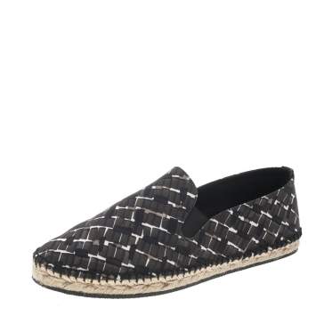 Pre Owned Bottega Veneta Multicolor Intrecciato Print Satin Gala Espadrille Flats Size 39