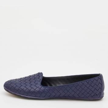 مملوكة مسبقًا Bottega Veneta Purple Intrecciato Leather Ballet Flats Size 38