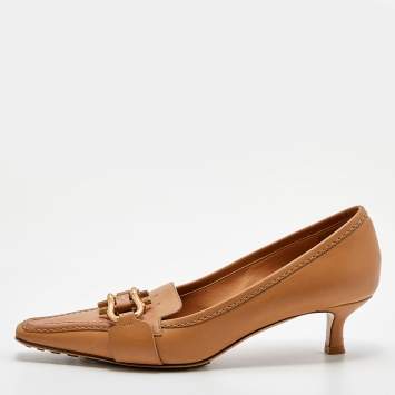 Pre Owned Bottega Veneta Beige Leather Madame Pumps Size 37.5