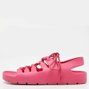 Pre Owned Bottega Veneta Pink Rubber Jelly Sandals Size 38