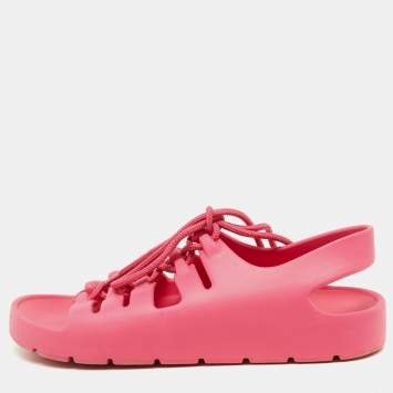 Pre Owned Bottega Veneta Pink Rubber Jelly Sandals Size 37