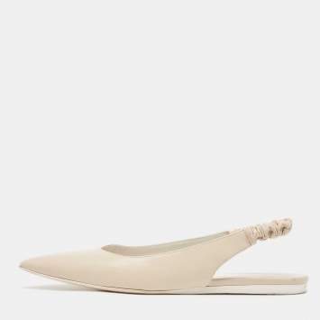 مملوكة مسبقًا Bottega Veneta Cream Leather Pointed Toe Slingback Flats Size 41 