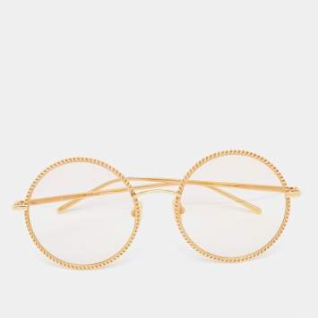 Pre Owned Boucheron Gold/Pink BC0045S Mirrored Round Sunglasses 