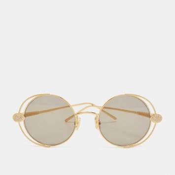 Pre Owned Boucheron Gold Tone/Grey BC0031S Serpent Boheme Round Sunglasses