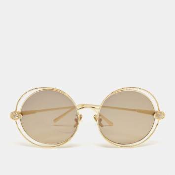 Pre Owned Boucheron Grey BC 0029S Round Sunglasses