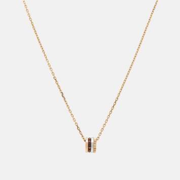 Pre Owned Boucheron Quatre Classique Diamond PVD 18k Three Tone Gold Mini Pendant Necklace